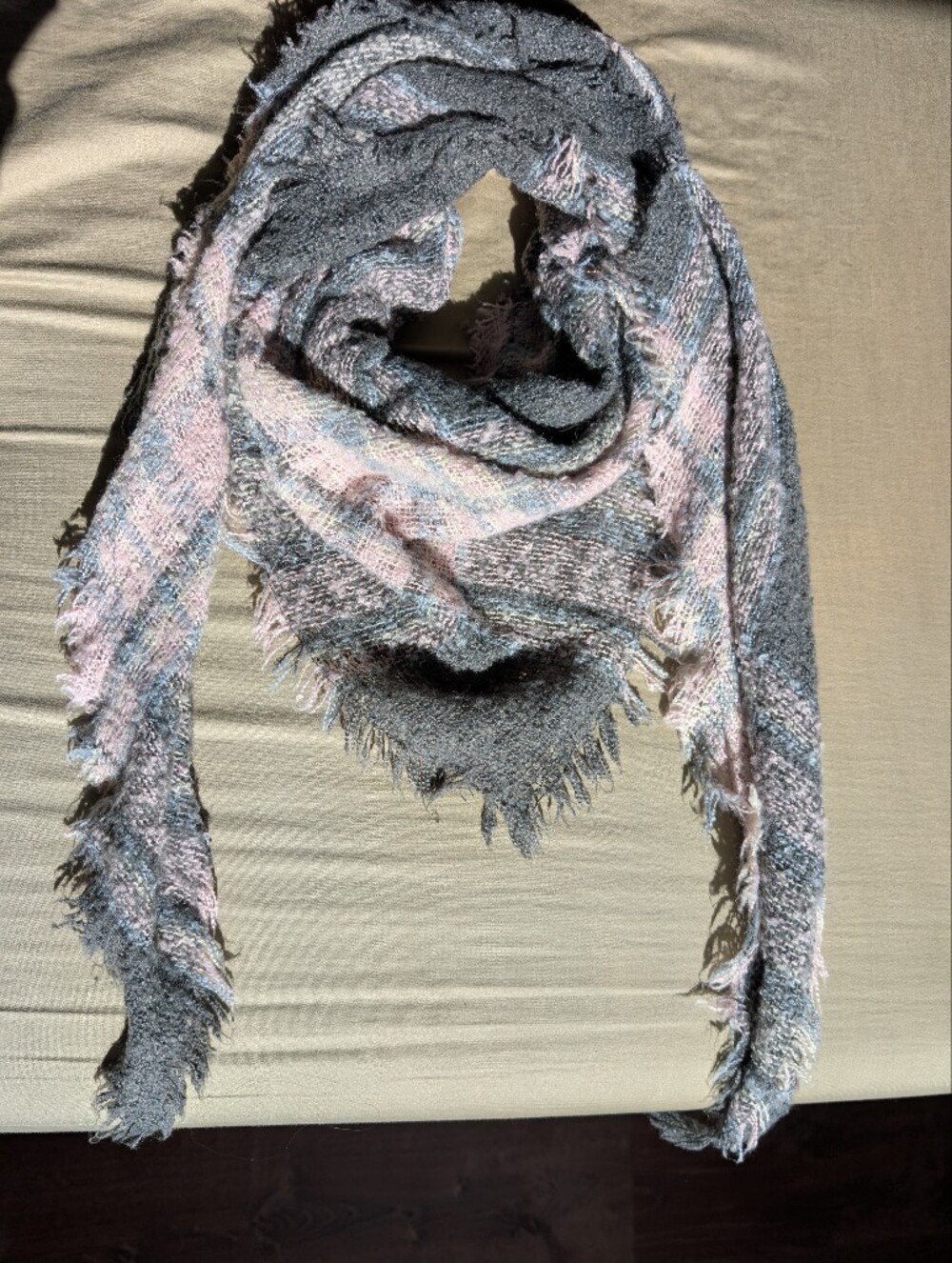 Soft Pink & Gray Women's Triangle Scarf